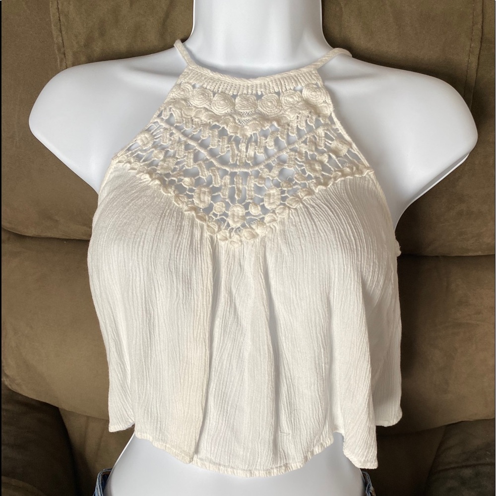 Cropped Top with Neck Lace Accent.